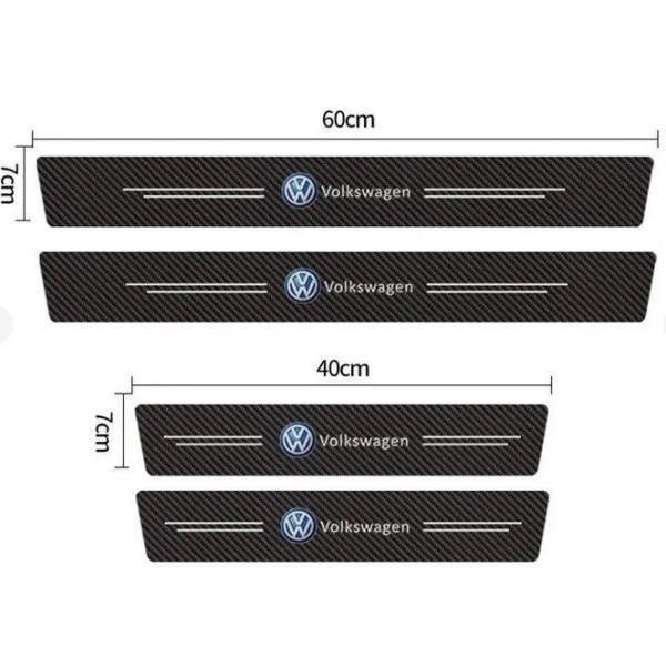Захисна плівка накладка на пороги для Volkswagen Чорний Карбон 4 шт
