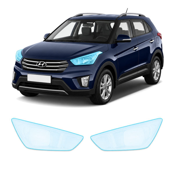 Антигравійна захисна бронеплівка за лекалами для Hyundai Creta I 2015-2017 - оптика (фари та ПТФ)