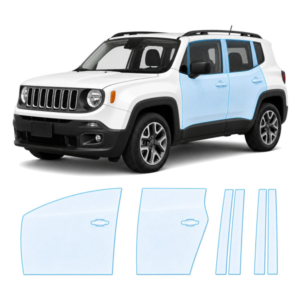 Антигравийная защитная бронепленка по лекалам для Jeep Renegade BU 2015-2018 - зоны дверей и стойки окон
