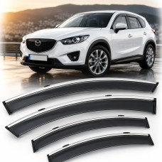 Дефлектори вікон вітровики Benke для Mazda CX-5 (KE) 2012-2017 Молдинг З Нержавіючої Сталі 3D (BMDC51723-W/S)