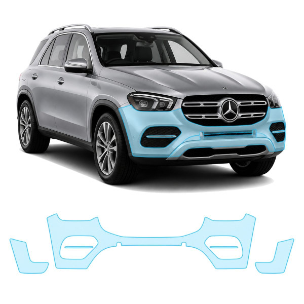Антигравийная защитная бронепленка по лекалам для Mercedes-Benz GLE W167 2019-2023 - передний бампер