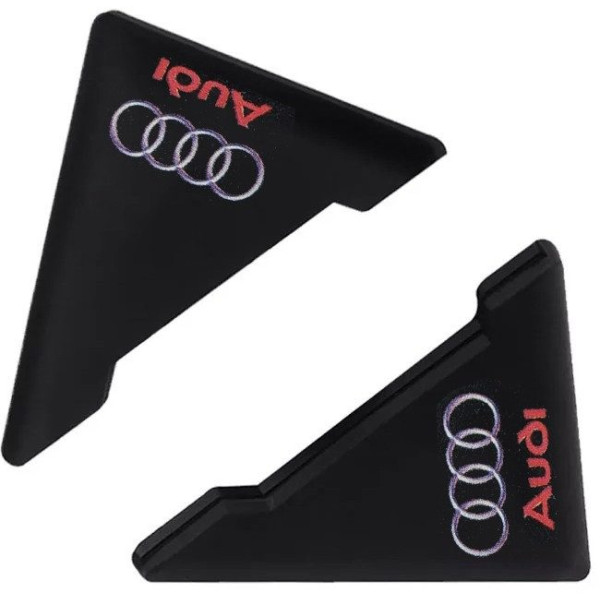 Защита углов двери Audi 2 шт Резиновые 45х58х47 мм на скотче Черные Усиленные (противоударные чехлы от сколов)