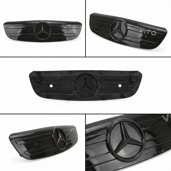Зимова накладка на радіаторні грати Mercedes Vito-Viano 2004-2010 з Логотипом Глянець Voron Glass (WM10303)