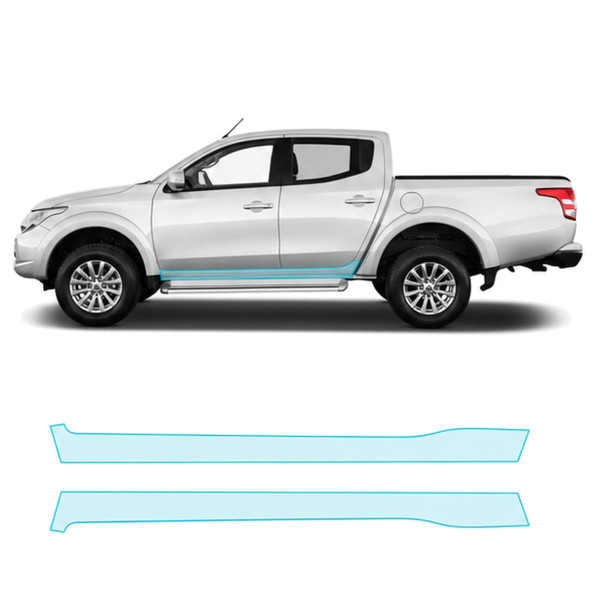 Антигравийная защитная бронепленка по лекалам для Mitsubishi L200 V 2015-2019 - нижняя зона кузова пороги