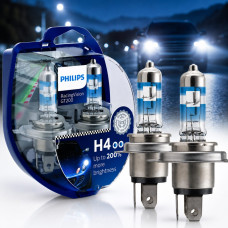Автолампа галогенна Philips Racing Vision +200% H4 12V 60/55W 3600K 2 шт (12342RGTS2)