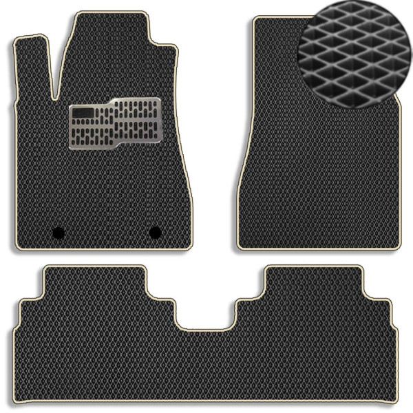 Килимки в салон EVA для Lexus RX 350 2003-2009 з підп'ятником Чорні-Бежовий кант 5 шт