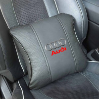 Автомобільна подушка для Audi Кольоровий 3D Логотип Екошкіра Чорна 1 шт (Modena)
