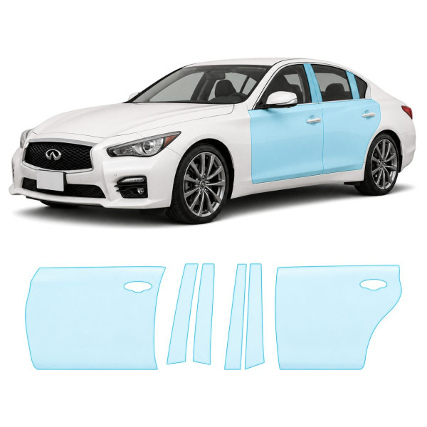 Антигравийная защитная бронепленка по лекалам для Infiniti Q50 V37 2013-2017 - зоны дверей и стойки окон