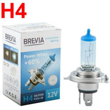Автолампа галогенная Brevia Power White + 60% H4 12V 60/55W 4300K 1 шт (12040PWC)