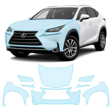 Антигравийная защитная бронепленка по лекалам для Lexus NX AZ10 2014-2017 - передняя часть авто (капот бампер фары крылья)