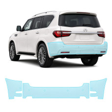 Антигравийная защитная бронепленка по лекалам для Infiniti QX80 Z62 facelift 2018-2024 - задний бампер