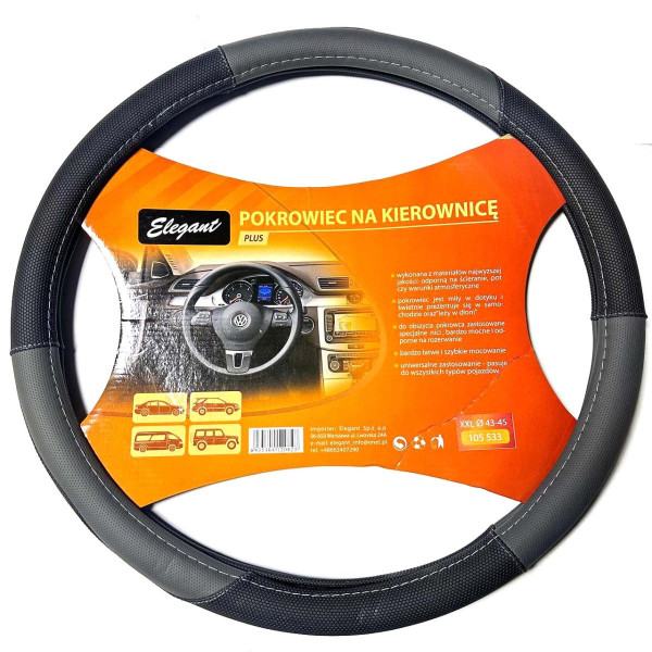 Чехол руля Elegant XXL 43-45 см 1 шов Экокожа Черный (EL105 533)