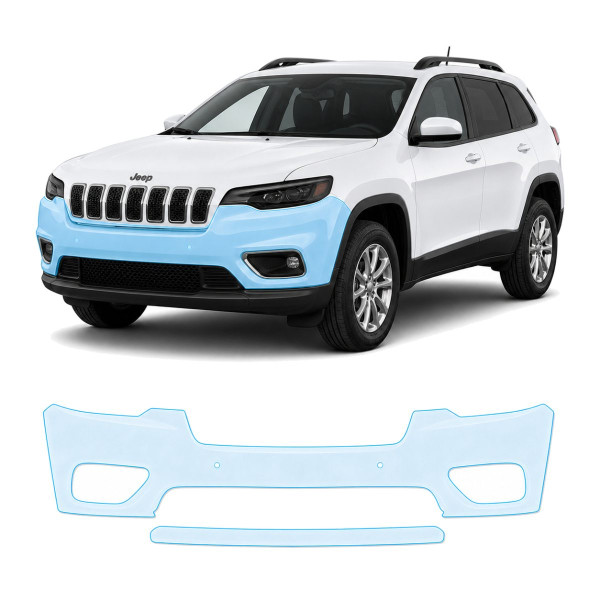 Антигравійна захисна бронеплівка за лекалами для Jeep Cherokee KL facelift 2019-2023 - передній бампер