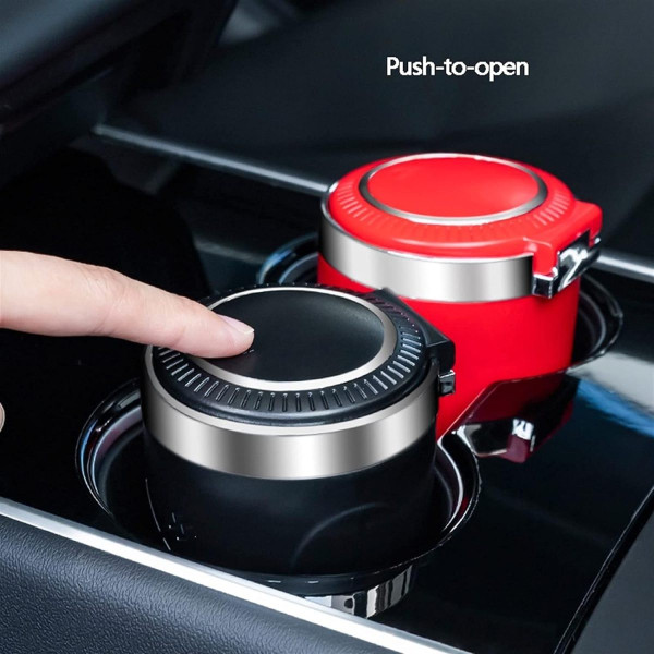 Пепельница автомобильная Ashtray с подсветкой Чаша Металл (Нажимная Крышка)