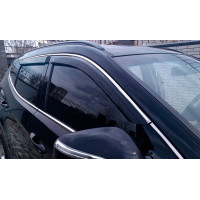 Дефлекторы окон ветровики для Hyundai Santa Fe 2012-2018C Хром Молдингом