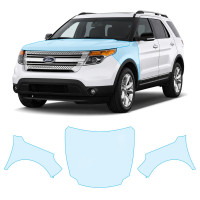 Антигравийная защитная бронепленка по лекалам для Ford Explorer (US) V 2011-2019 - капот и передние крылья