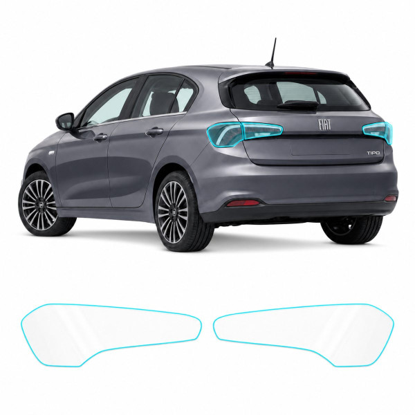 Антигравийная защитная бронепленка по лекалам для Fiat Tipo II facelift 2021-2024 - задние фонари стопы
