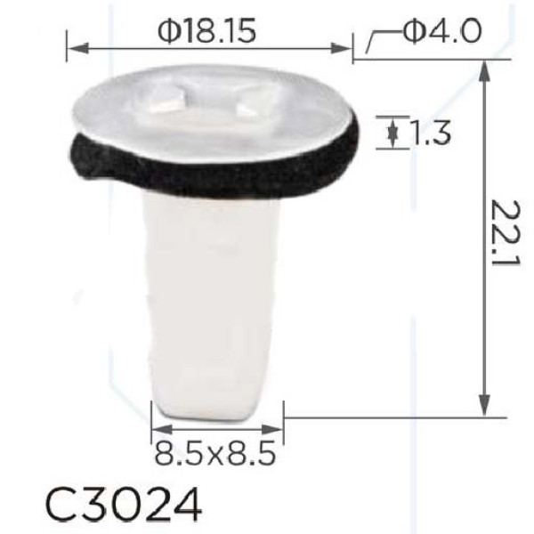 Клипса втулка под саморез Hyundai (8691021010, 86910-21010, 14321) (C3024)