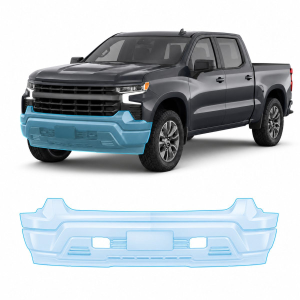 Антигравийная защитная бронепленка по лекалам для Chevrolet Silverado IV facelift 2022- передний бампер