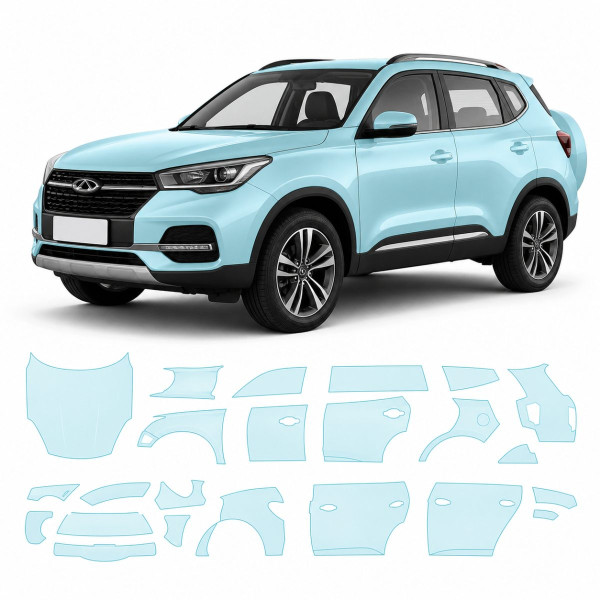Антигравийная защитная бронепленка по лекалам для Chery Tiggo 3 II facelift 2020- полный кузов