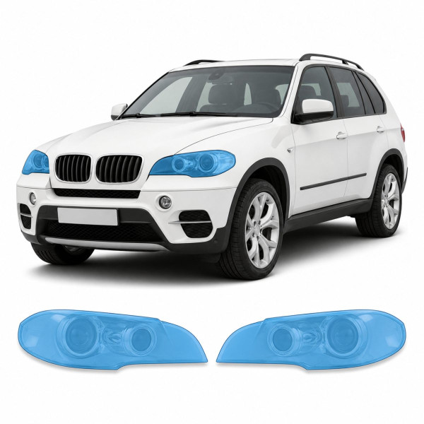Антигравийная защитная бронепленка по лекалам для BMW X5 E70 2006-2013 - оптика (фары и ПТФ)
