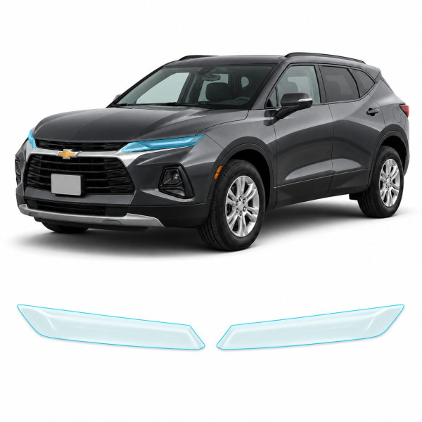 Антигравийная защитная бронепленка по лекалам для Chevrolet Blazer III 2019-2022 - оптика (фары и ПТФ)