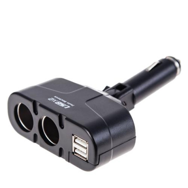 Автомобильный разветвитель прикуривателя VOIN 2 выхода 2USB 2400mA 12/24V Угловой (WF-0668/003)