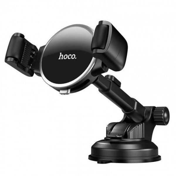 Автодержатель для телефона HOCO "S12LITE" на присоске жесткая ножка Black (58-85мм)