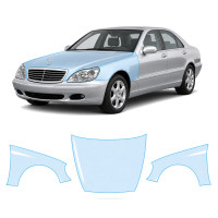 Антигравийная защитная бронепленка по лекалам для Mercedes-Benz S-Class W220 facelift 2002-2005 - капот и передние крылья