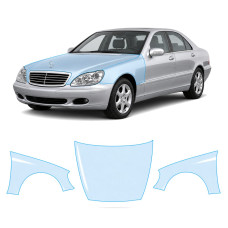 Антигравійна захисна бронеплівка за лекалами для Mercedes-Benz S-Class W220 facelift 2002-2005 - капот і передні крила