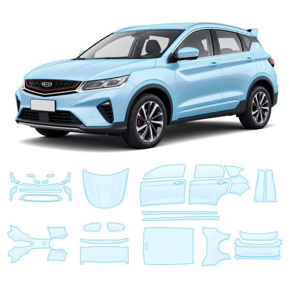 Антигравийная защитная бронепленка по лекалам для Geely Coolray I facelift 2022- полный кузов