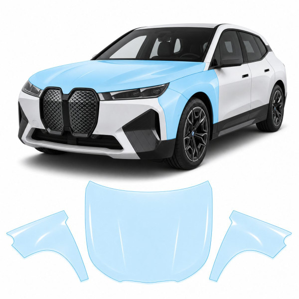 Антигравийная защитная бронепленка по лекалам для BMW iX I20 2021- капот и передние крылья