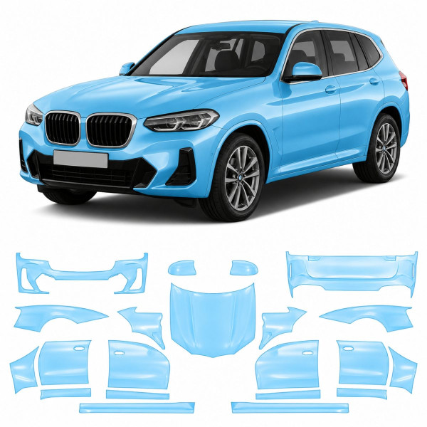 Антигравийная защитная бронепленка по лекалам для BMW X3 G01 facelift 2021-2024 - полный кузов