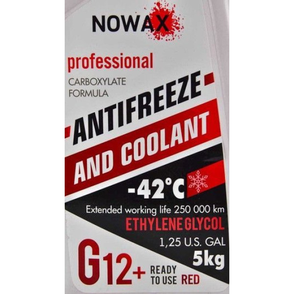 Антифриз готовий NOWAX -42°C G12+ Червоний 5 кг (NX05001)