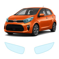 Антигравийная защитная бронепленка по лекалам для Kia Picanto JA 2017-2019 - оптика (фары и ПТФ)