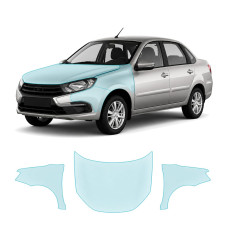 Антигравийная защитная бронепленка по лекалам для LADA Granta 2190 facelift 2018-2022 - капот и передние крылья