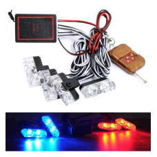 Страбоскоп Светодиодный 12V 4x2 LED / DRL 50x25x13 мм Красный и Синий Свет (9202R/B)