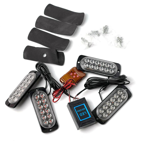 Страбоскоп Светодиодный 12-24V / LED 4 Шт / 12 Режимов / Красно-Синий (BS-1-4-12LED R+B)