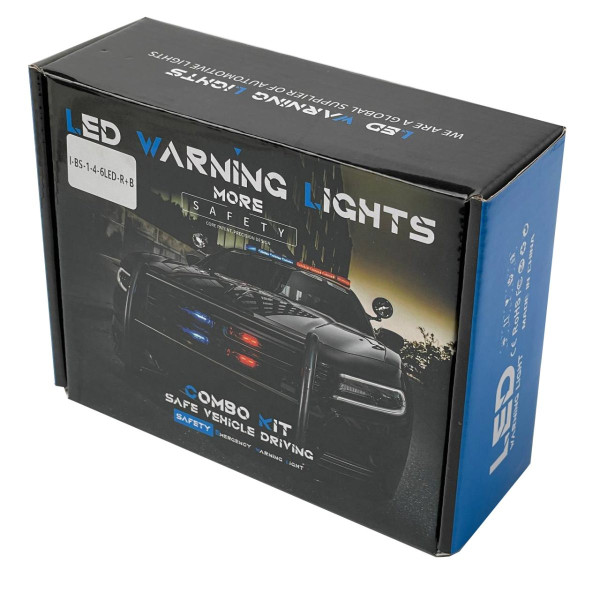 Страбоскоп LED Світлодіодний 12-24V 12 Режимів Червоно-Синій 4 шт (BS-1-4-6LED R+B)