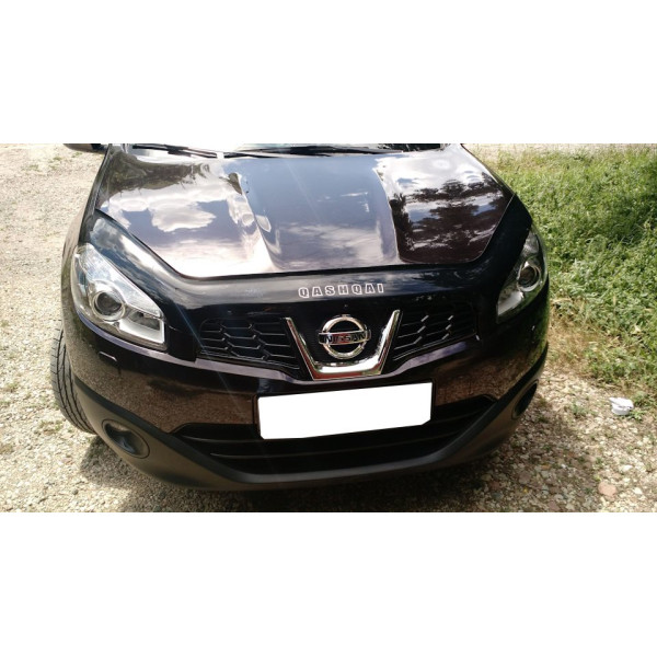 Дефлектор капота мухобійка Nissan Qashqai 2007-2009 Євро Кріплення Доресталінг Voron Glass