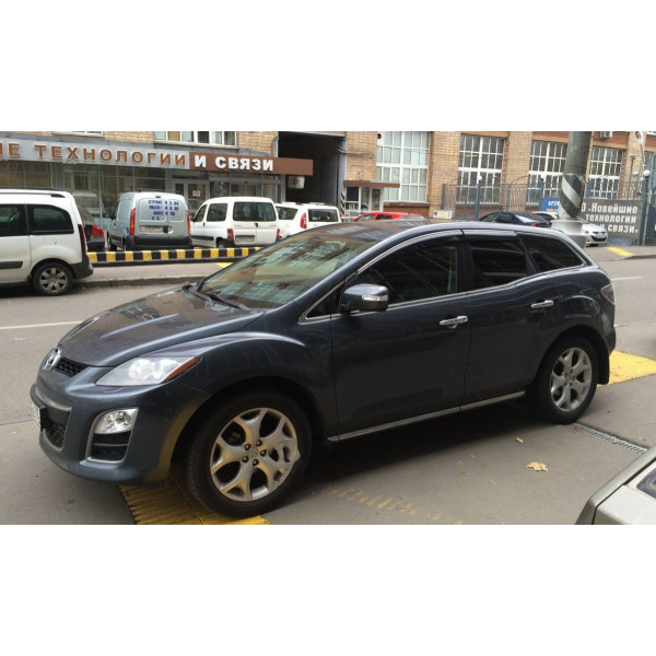 Дефлекторы окон ветровики Mazda CX-7 2006- Хром молдинг