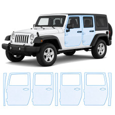 Антигравийная защитная бронепленка по лекалам для Jeep Wrangler JK 2007-2018 - зоны дверей и стойки окон