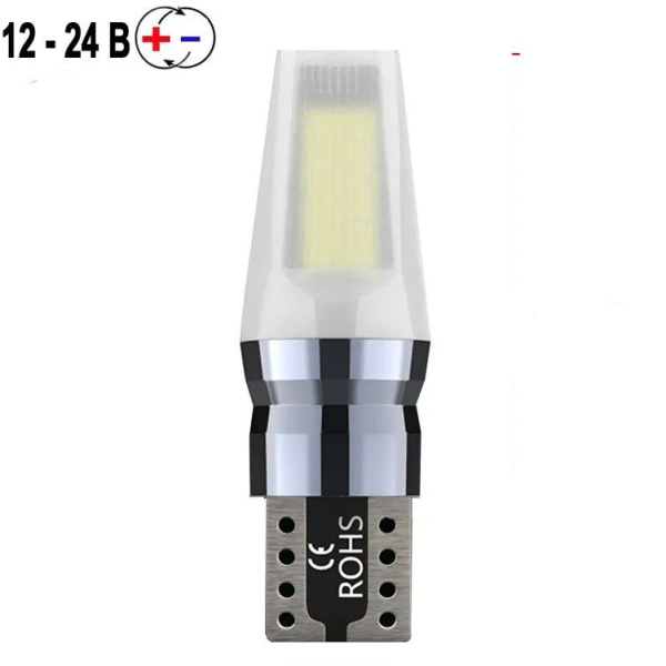 Автолампа світлодіодна LED 12/24V T10 COB 24 Чіп (Матовий Алюміній) Білий Світло 1 шт