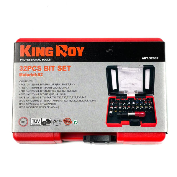 Набор бит Шестигранники и Звездочки Hex Torx KING STD 32 предметов Оригинал (32082)