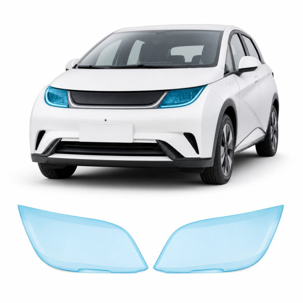 Антигравийная защитная бронепленка по лекалам для BYD Dolphin I 2021-2024 - оптика (фары и ПТФ)