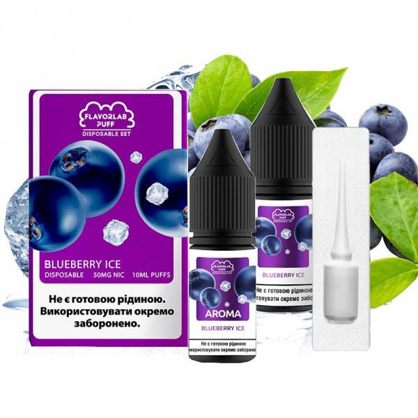 Рідина Самозаміс Flavorlab Disposable Puff 10мл 50мг Blueberry Ice Чорниця лід