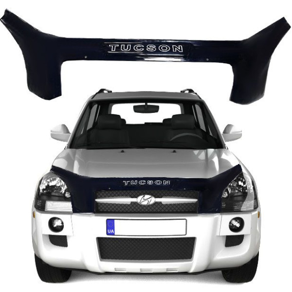 Дефлектор капота мухобойка для Hyundai Tucson 2004-2010 Voron Glass