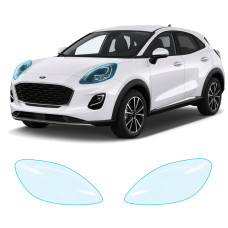 Антигравийная защитная бронепленка по лекалам для Ford Puma I 2019- оптика (фары и ПТФ)