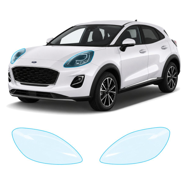 Антигравийная защитная бронепленка по лекалам для Ford Puma I 2019- оптика (фары и ПТФ)