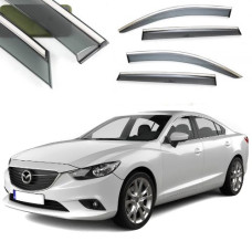 Дефлектори вікон вітровики Benke для Mazda 6 GJ 2012- Хром Молдинг З Нержавіючої Сталі 3D (BMDM61423-W/S)